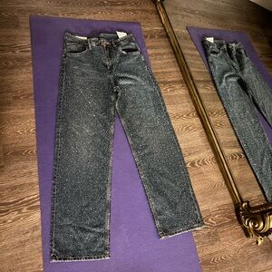 Zara Blue Sparkle Straight Leg Jeans